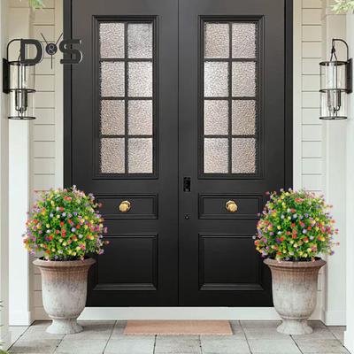 Topiario Artificial con Flores Exterior Arbustos Falsos Plantas con Estaca para Tierra Resistente a los Rayos UV Flores Falsas para Decoración de Jardín Patio Balcón