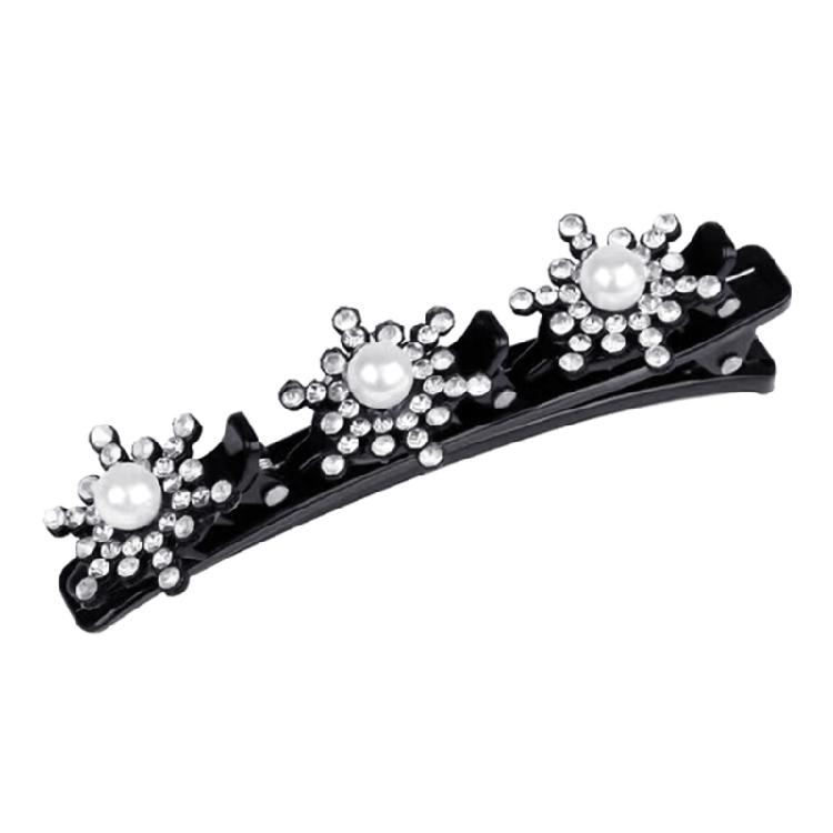 5x Sparkling Crystal Stone Braided Hair Clips Tooth-Shaped Non-Slip Bang Hairpin