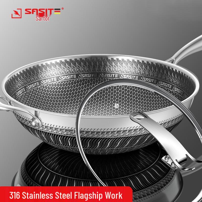 Saste 316 Stainless Steel Wok with Lid
