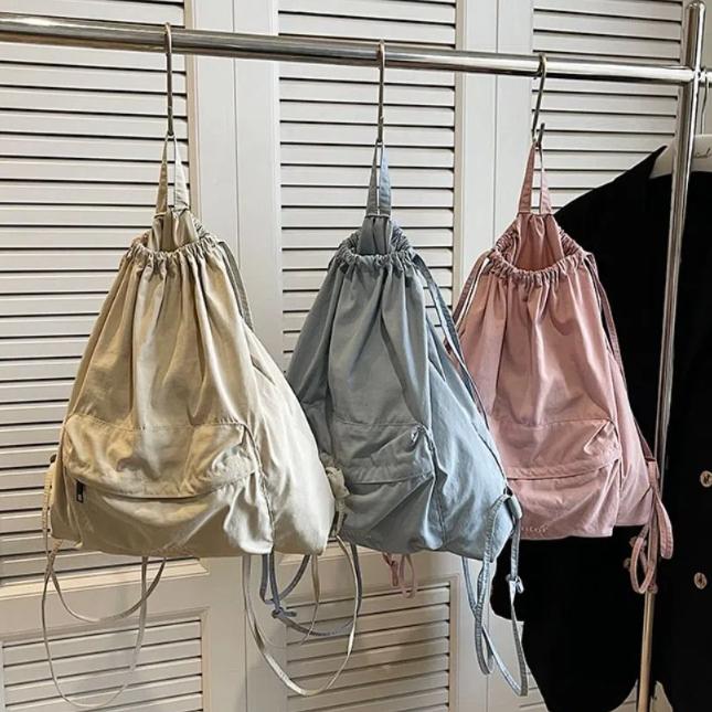 

Light Weight Drawstring Backpack New Design Student School Bag Fashion Nylon Shoulder Bag Girls