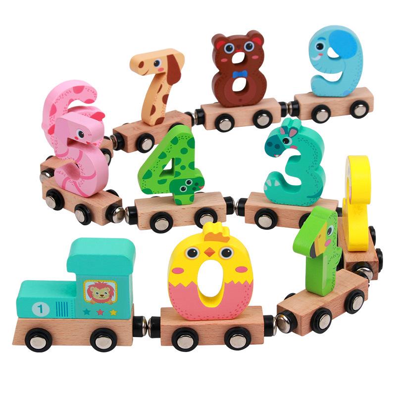 Magnetic Number Train Blocks: Colorful Wooden Educational Toy for Early Childhood