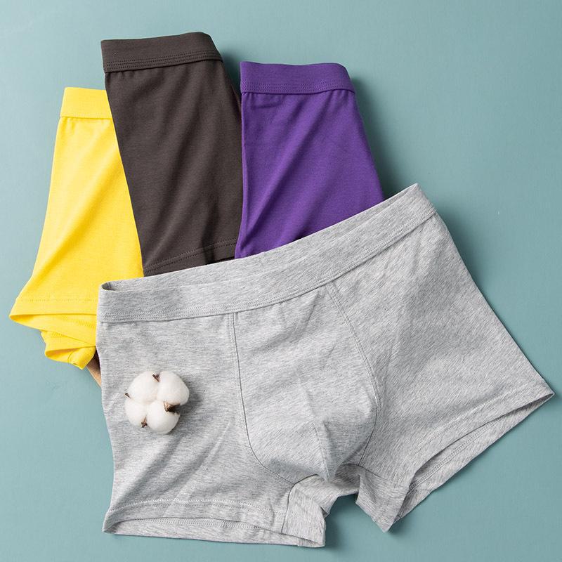 Boxer da Uomo Traspiranti in Cotone - Tinta Unita, Vestibilità Ampia alla Moda, Stile Coreano