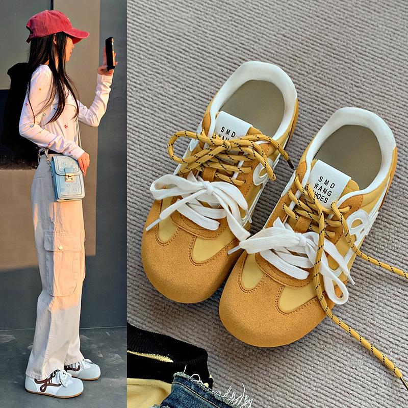 Inner heightening retro large toe head lace-up casual sports women's spring new women's shoes