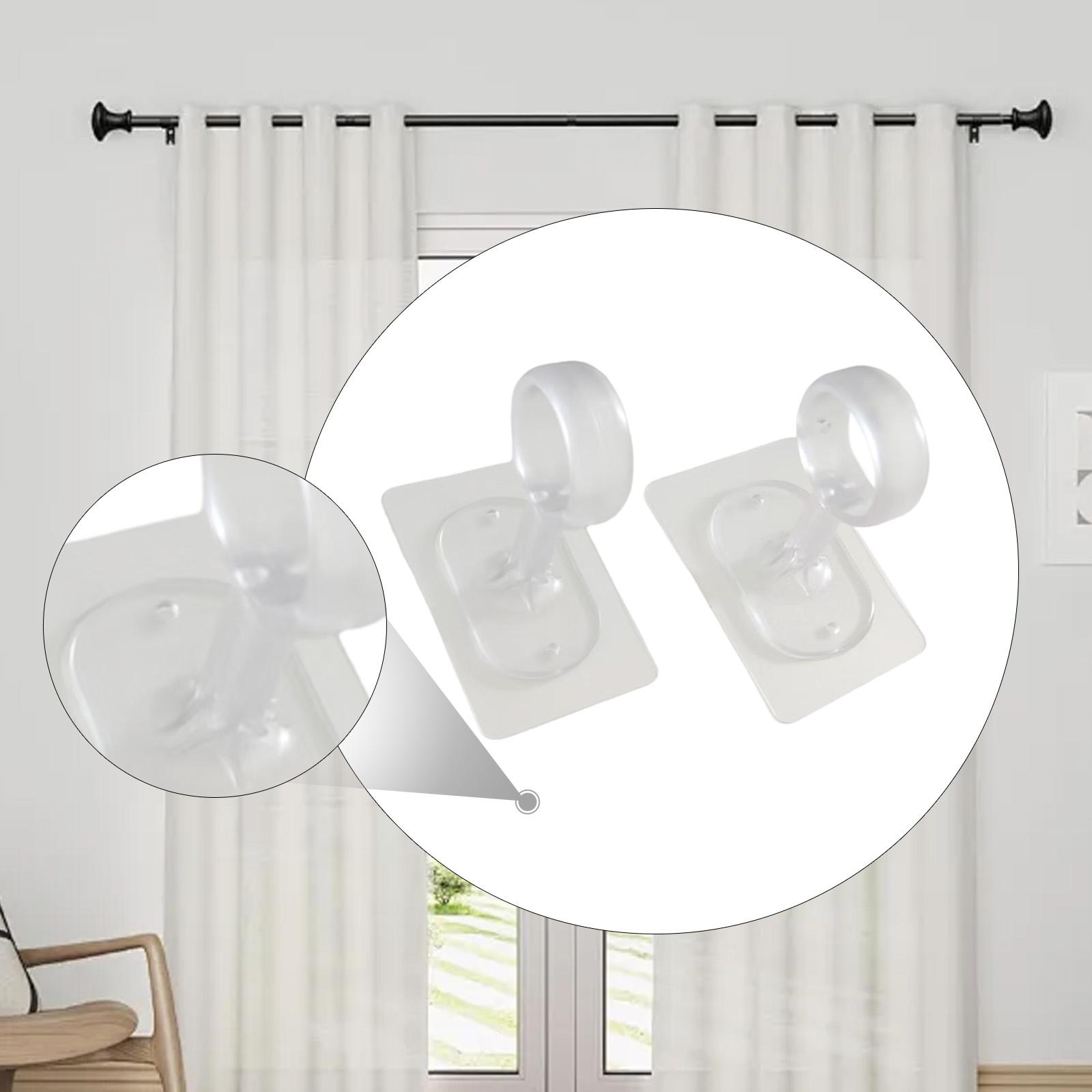 2Pcs Ceiling Curtain Rod Brackets Closet Pole Hangers Practical Curtain Rod Holders Mount Brackets for Living Room чистый