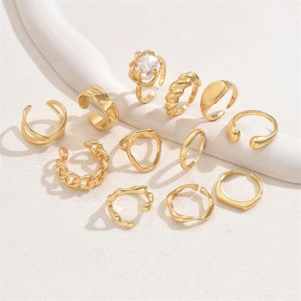 Vintage Gold Color Knuckle Rings Set Geometric Diamond Stackable Rings Charm Adjustable Women's Ring Jewelry Set Wedding Party