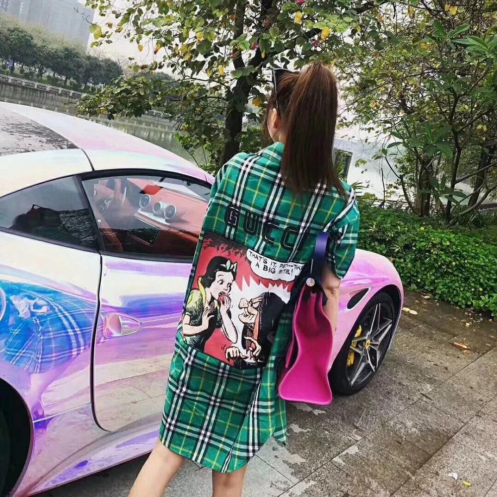 1PCS 50*135cm Colorful Electro Coating Pink/Blue Glossy Car Body Film Color Changing Interior Styling Vinly Wrap Laptop Mobile