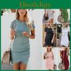 Elegantes asymmetrisches Bodycon-Minikleid für Damen mit kurzen Ärmeln für Urlaubs-Sommerpartys