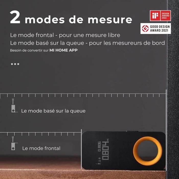 Télémètre Laser Numérique Bluetooth,Mètre Laser Rechargeable,0,05 30m,Précision ±2 mm,m/ft + en Unités Commutables,Charge de Type
