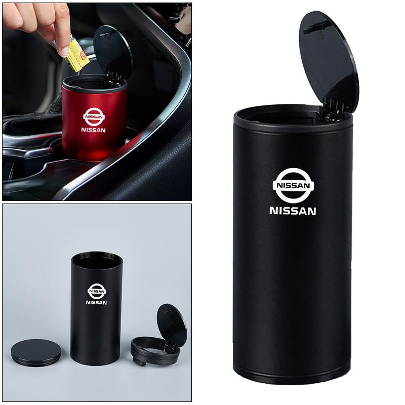 Alloy Car Trash Can Organizer Storage Bag Garbage Bin Ashtray For Nissan Juke Qashqai J10 Pulsar Sentra Altima Nismo Accessories