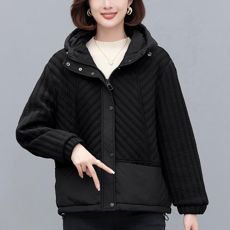 Women's 2024 Winter Hooded Cotton Jacket - Loose, Plus-Size, Thickened Casual Coat for Middle-Aged Moms