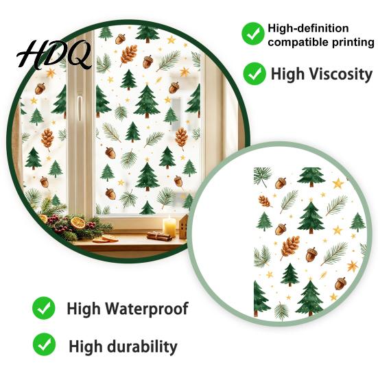 Window Decoration Decal Christmas Static Cling Xmas Tree Snowman Santa Hat Bell Reusable Cling Glass Sticker Removable for Holiday Party Sticker