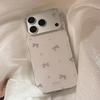 Gray Glitter Bow Case for iPhone 14/15/16/17 Pro - Korean Style, High-Gloss Design