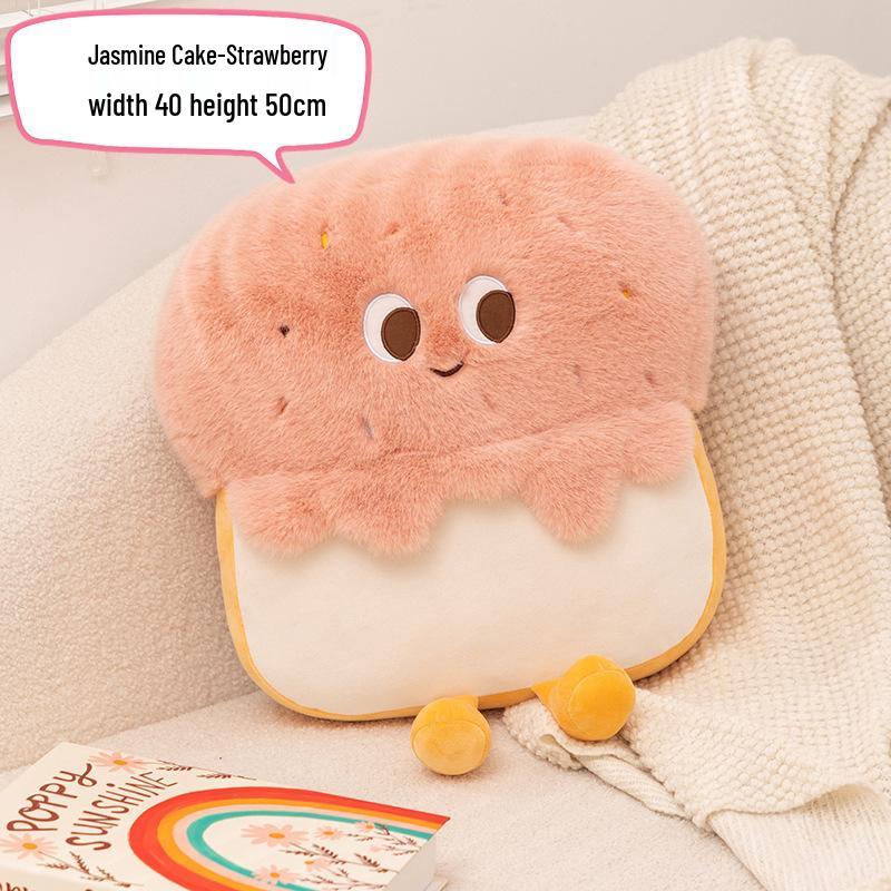 Charming Cartoon Jasmine Cake Plush Pillow: Chocolate Strawberry Bread Doll Sofa Cushion