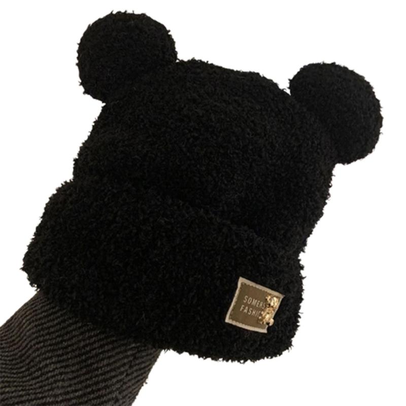Krásná větruodolná zimní plyšová čepice ve tvaru medvědích uší Harajuku klobouk pro ženy muže Udržujte uši v teple klobouk potřeby do chladného počasí