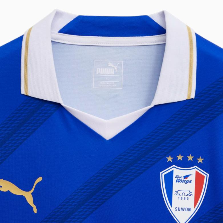 Puma Sbfc Home Jersey Striped Print Comfortable Breathable Versatile Short Sleeve Football Shirt Men Jerseys Water-Blue 940800-01