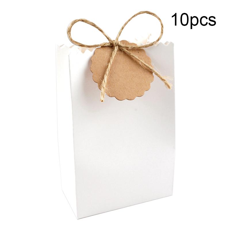 

10 комплектов с биркой и веревкой, принадлежности для свадебной вечеринки, крафт-бумага, пакет для печенья, белый упаковочный пакет для подарка гостям 7x3.5x11 см белый