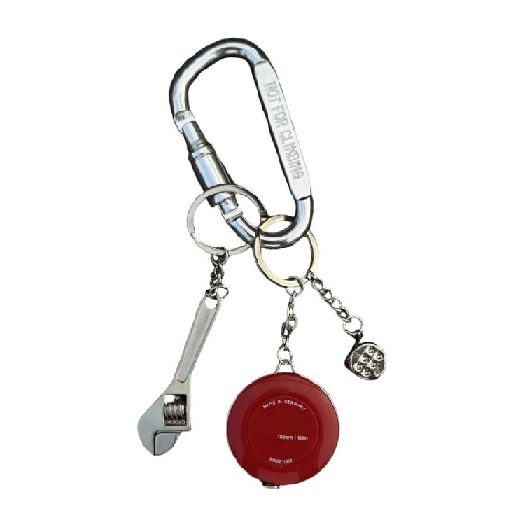 Fashionable Keychain Integrating D Ring Tape Measure Wrench for Stylish Practical Everyday Use Daily Accessories