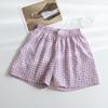 Summer Home Checkered Small Floral Shorts Thin Fresh Sports High Waist Thin Wide Leg Loose Casual Pajama Pants Women