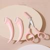 Pink Eyebrow Trimming Scissors with Built-in Comb - Stainless Steel, Precise Grooming Tool, Creating Perfect Eyebrows