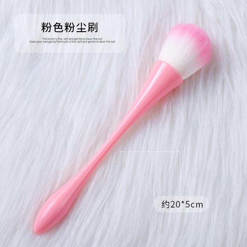 1pc Japanese Shape Nail Powder Brush with Iridescent Color Handle, Soft Bristle Makeup Blush Powder Brush