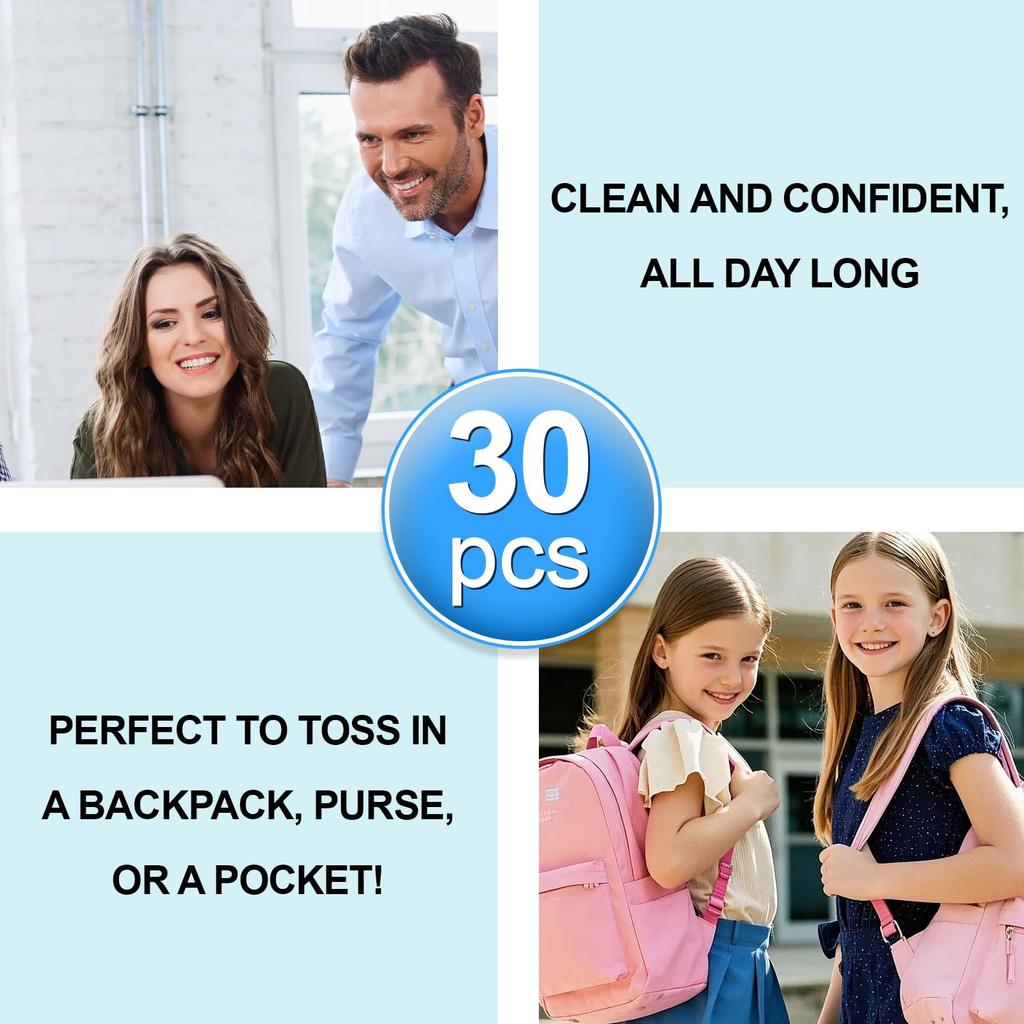 5-in-1 Portable Toothbrush with Tongue Cleaner & Double Toothpick (30-Pack)