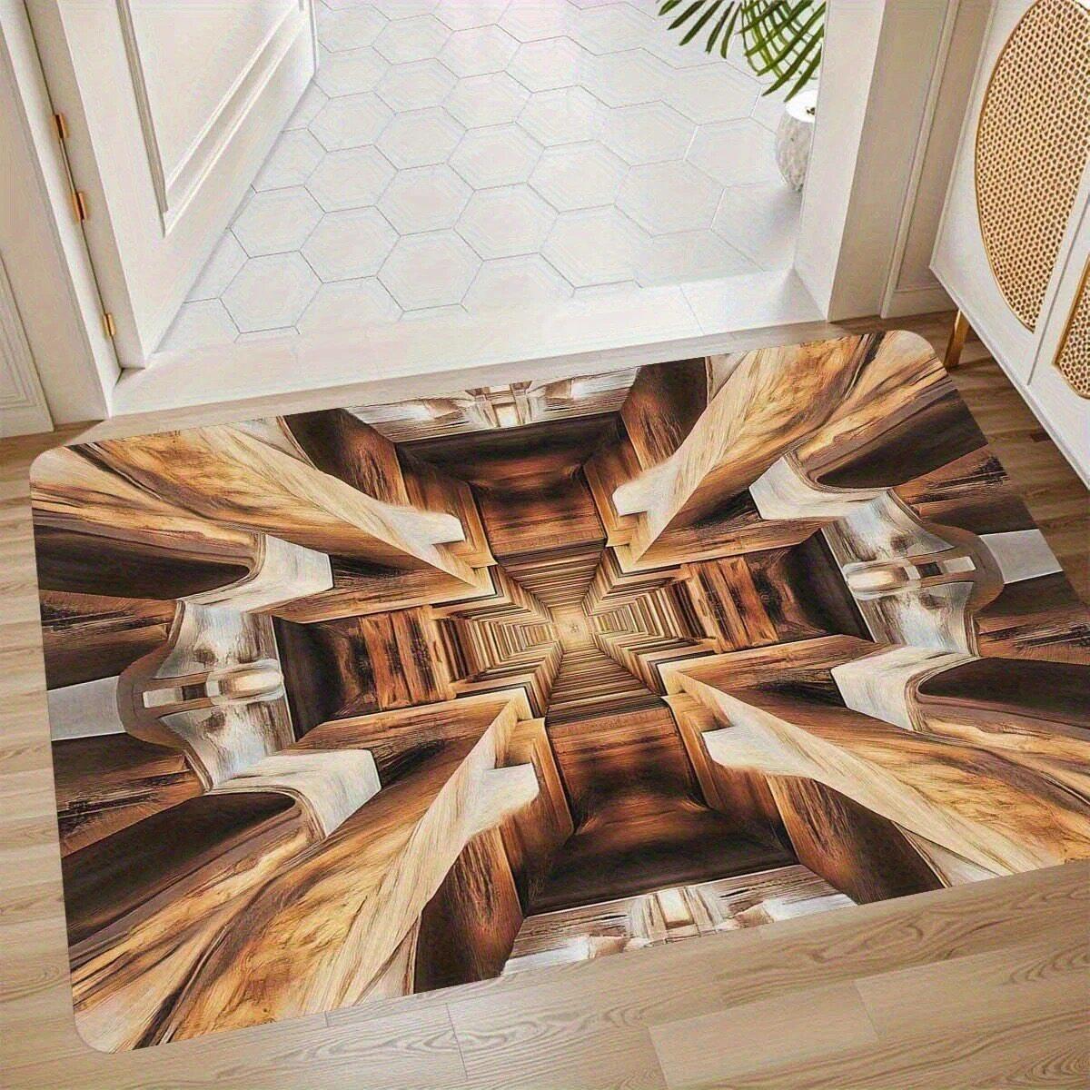 Houtnerf Afgrond Visueel Vloermat Val Tapijt Antislip En Slijtvast Huisdecoratie Vloermat 40X60CM(1.3X2FT