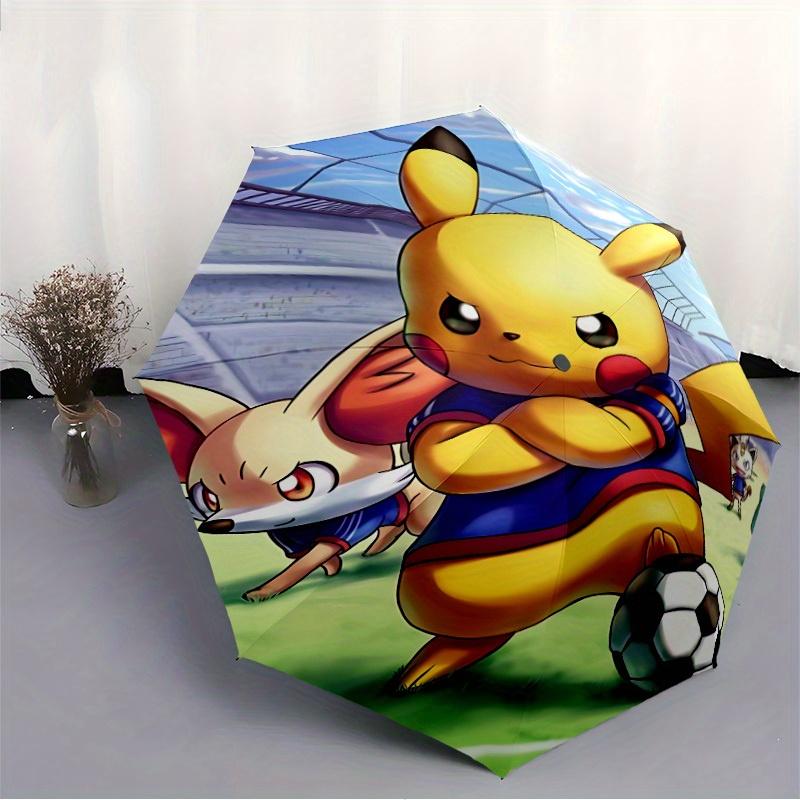 Pikachu Soccer Automatic Open/Close Umbrella   Compact Travel Umbrella, 8 Rib Heavy Duty Construction, Ideal Gift, 129