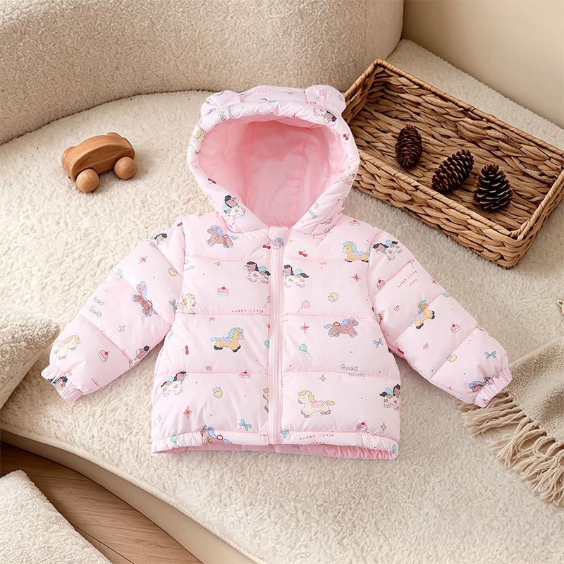Cartoon Printed Thickened Warm Padded Cotton Coat For Kids Boys And Girls