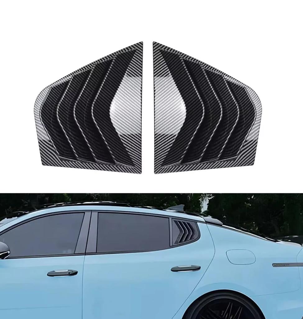 For Kia Stinger 2018 2019 2020 2021 20222023 Car Rear Louver Window Side Shutter Cover Trim Sticker Vent Scoop ABS Carbon Fiber