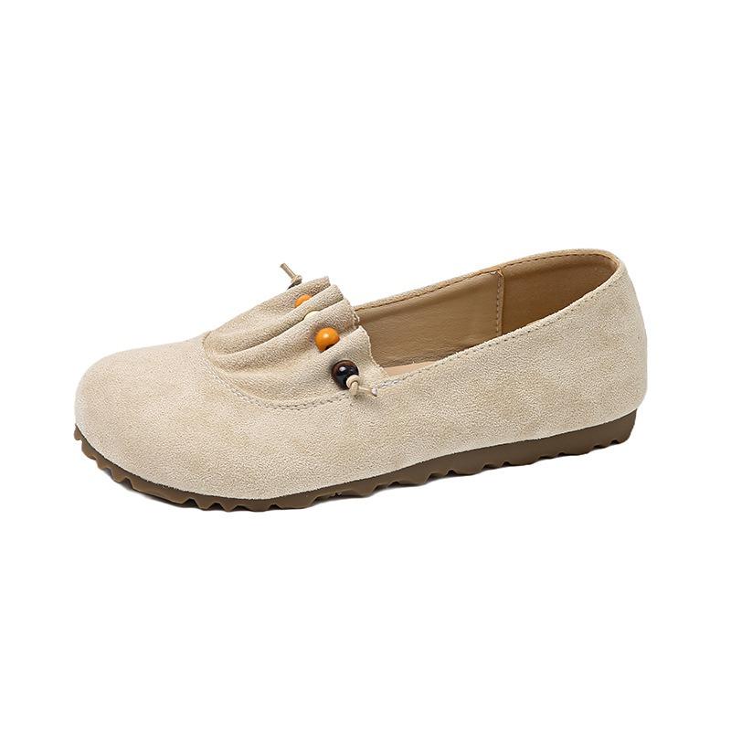 Autumn new retro style Doudou women's shoes are fashionable and lazy with one pedal, shallow mouth flat bottom casual single shoes