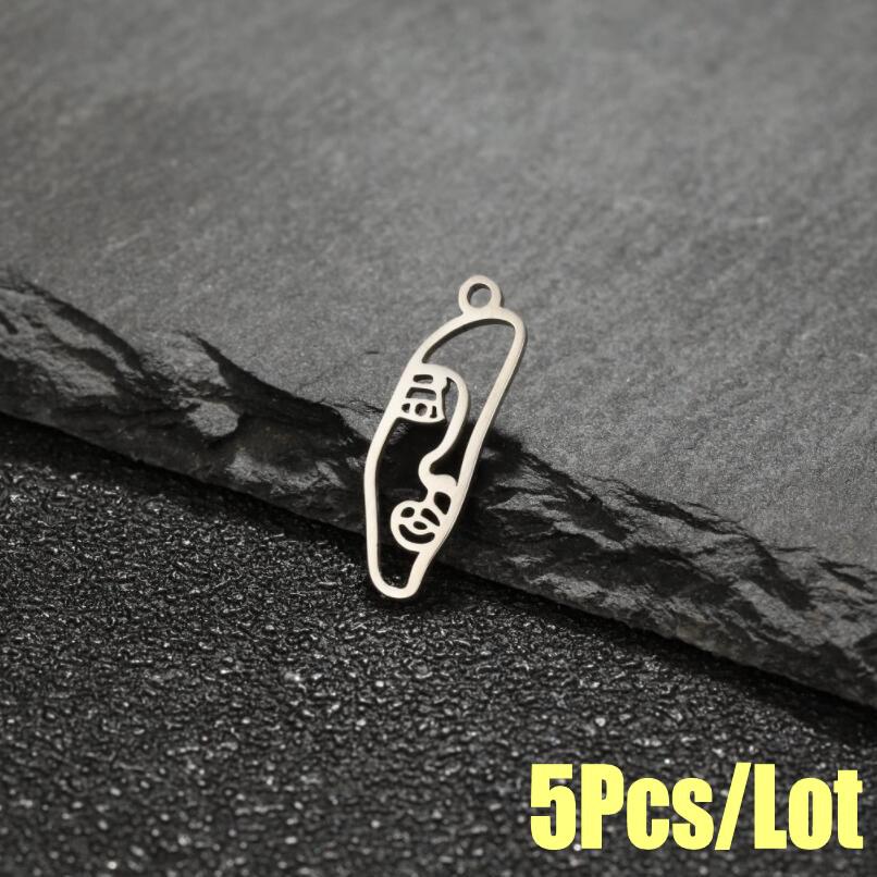 Abstract Human Face Pendant Necklace - Stainless Steel Cartoon Girl Design