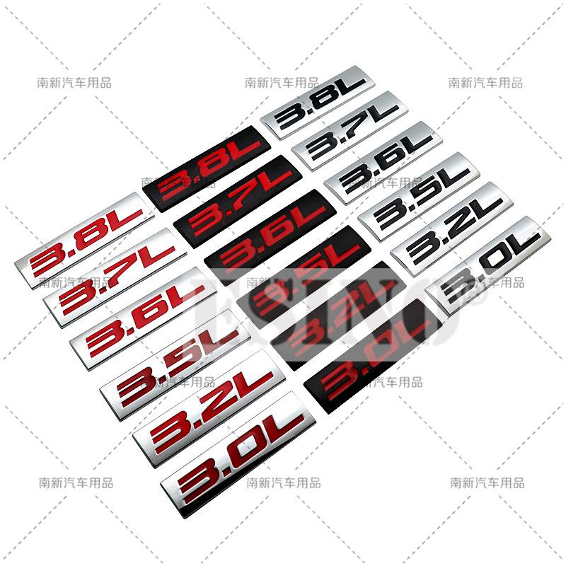Styling Auto Emblema Adesivo 3D Metallo Cromo Lega di Zinco 3.0L 3.2L 3.5L 3.6L 3.7L 3.8L Accessorio Badge per Carrozzeria, Cofano, Parafango
