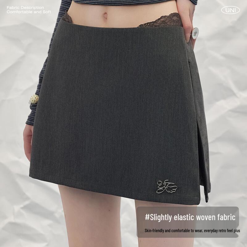 UNIFREE Lace-Trimmed High-Waisted A-Line Mini Skirt