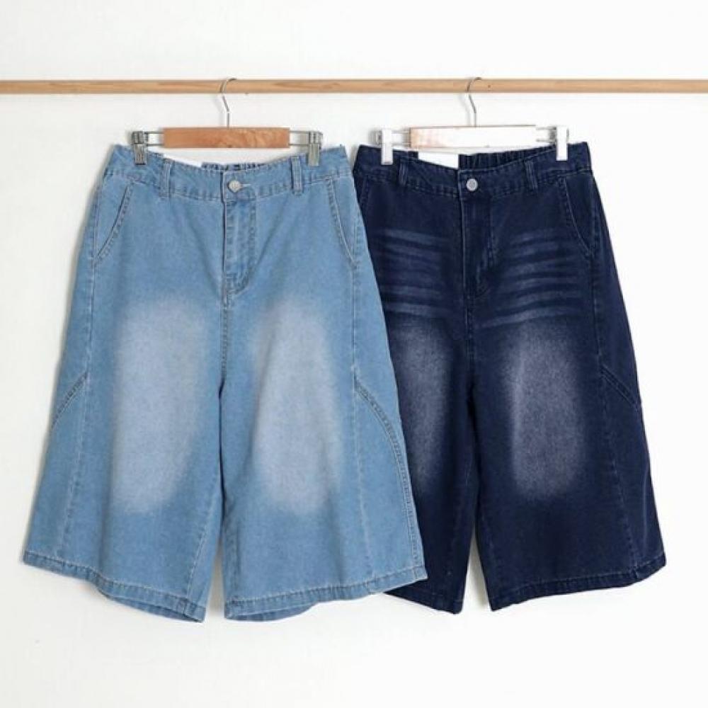 From Heart Women Big Size Light Wash Back Banding Bermuda Pants
