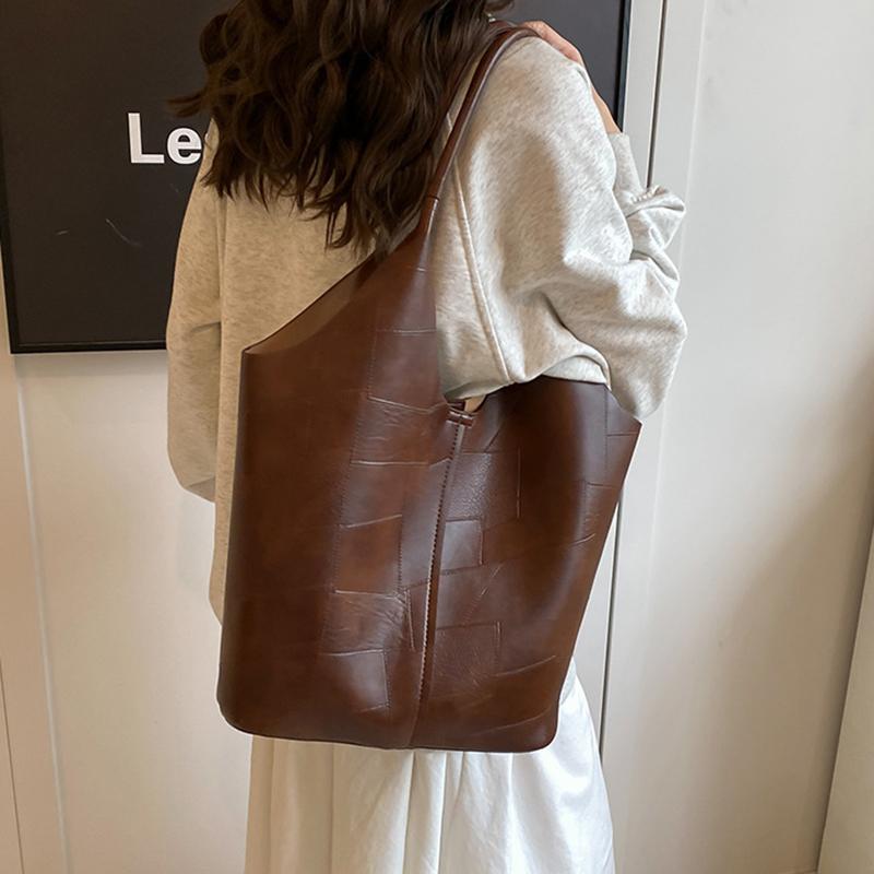 Large Capacity Handbags For Women New Retro Versatile Commuting Tote Bag Simple Solid Color Versatile One Shoulder Bags