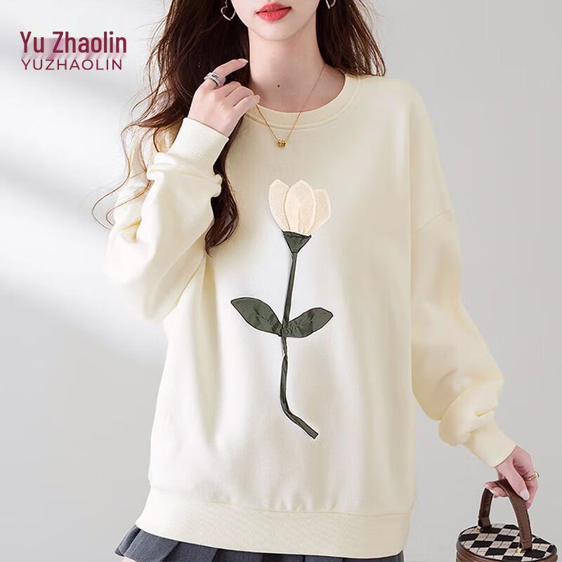 YUZHAOLIN Embroidered Round Neck Sweatshirt