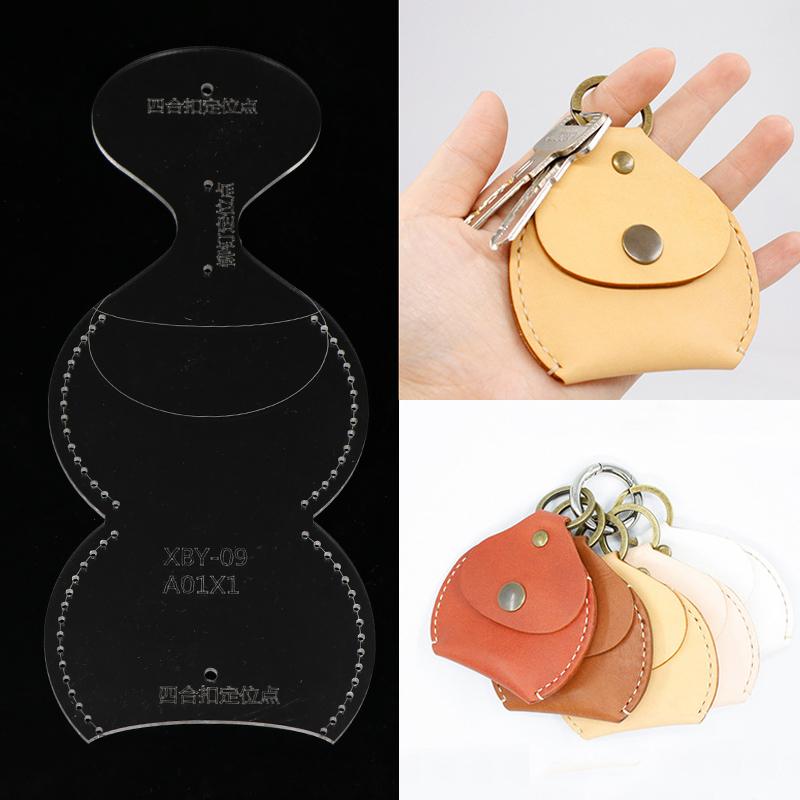 1set Leather Craft Mini Coin Purse Small Wallet Acrylic Template DIY Leather Tool Set For Handmade Mini Wallet Making Beginners