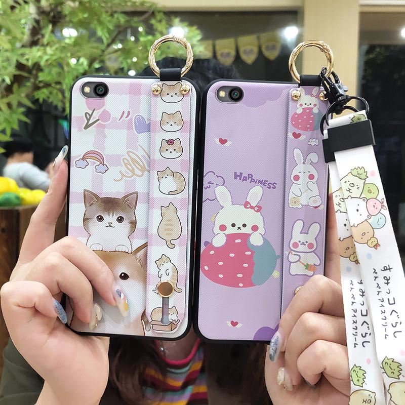 Lanyard Phone Holder Phone Case For Xiaomi Redmi GO Soft case Protective Shockproof Dirt-resistant Wristband Cute Ring