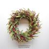Handmade Christmas Wreath with Red Berries & Green Leaves on Steel Ring for Door Decoration