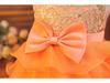 Girls' Puffy Organza Dress with Bow and Embroidery