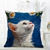 Cute Oil Painting Colorful Cat Cushion Cover Comfort Daily Washable Linen Soft  for Sofa Bed Home Room Decor
