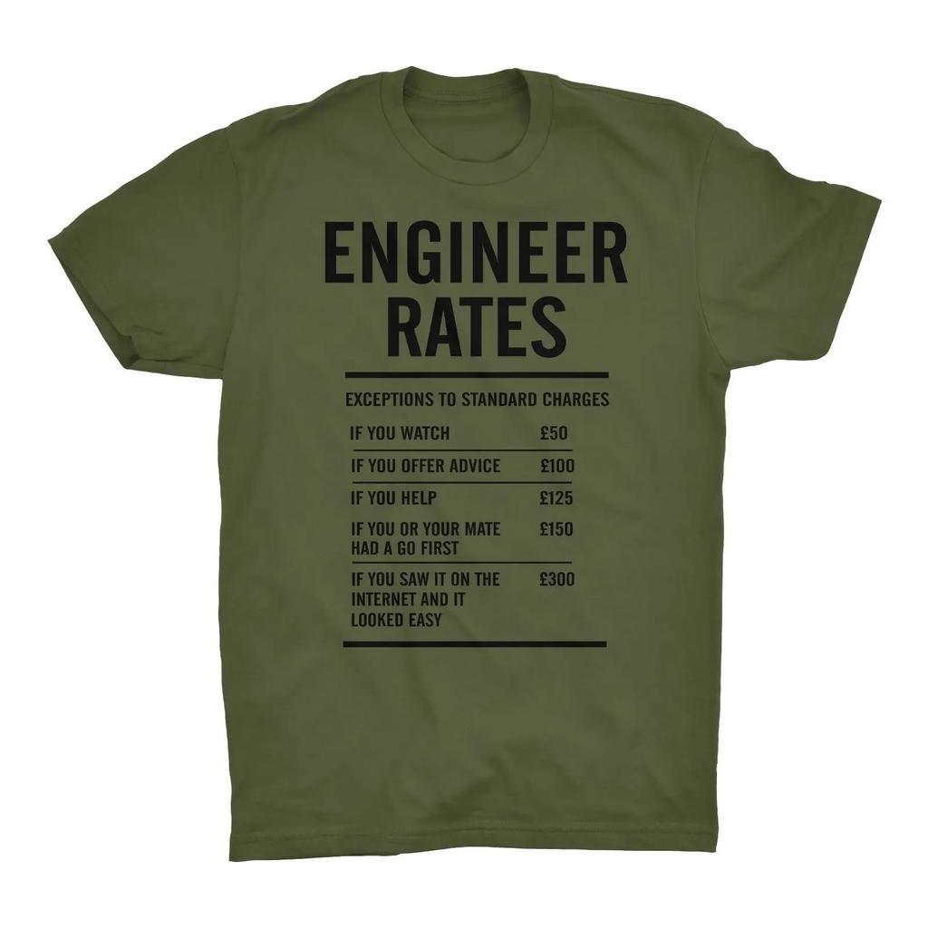 Funny Dad Husband Gift Mechanic Garage Engineer Rates TShirt Summer Cotton Short Sleeve ONeck Mens T Shirt
