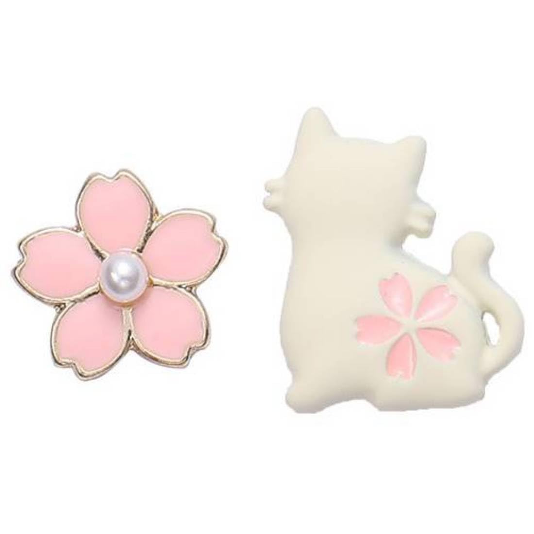 

Earrings for cherry white black resin earrings Miyabi Grace cherry blossom women, non-pierced earrings, popular, painless, cat, butterfly, gold, fish,