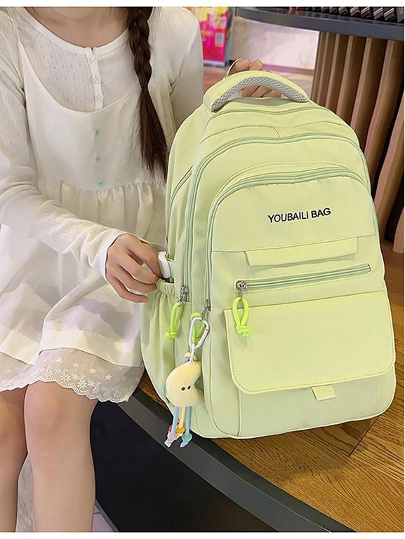 Versatile Candy Color Backpack: Lightweight, Spacious Double Shoulder Bag for Middle and High School Students