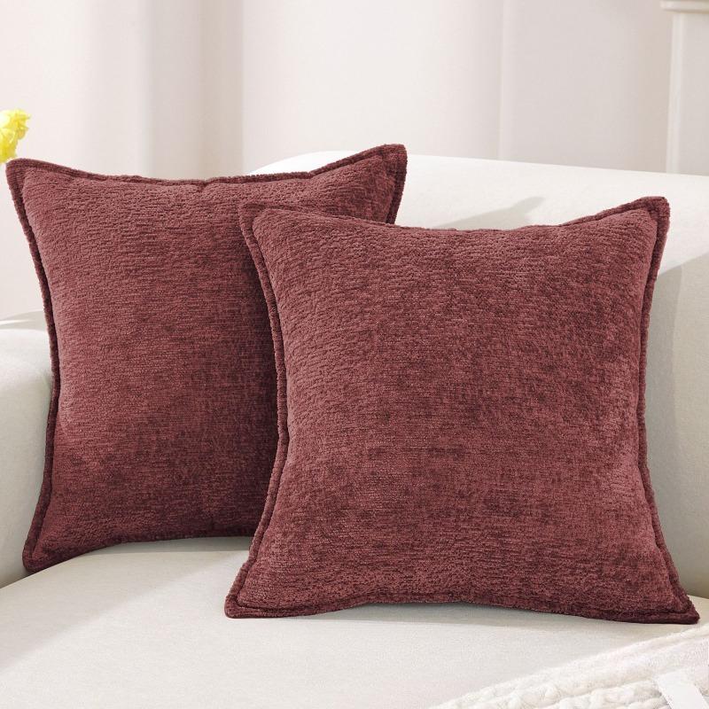 Large Size Thickened Chenille Throw Pillow Cover Removable Washable Solid Color Sofa Square Waist Cushion Case Home Decoration