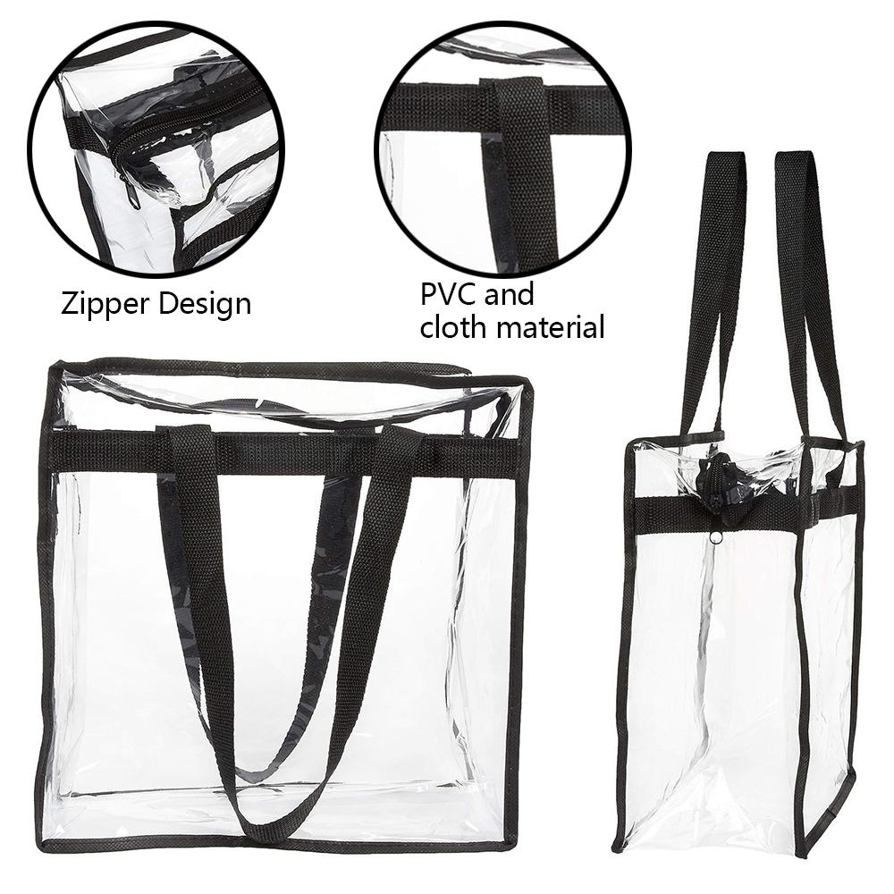 2/4Pcs Large Capacity Clear Tote Bags Multipurpose Clear Lunch Bag with Zipper Flexible Transparent Shoulder Bag for Work School