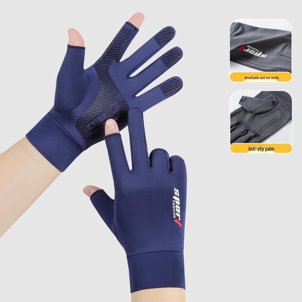 Men's Breathable Fingerless UV-Protection Gloves for Cycling, Fishing, and Driving