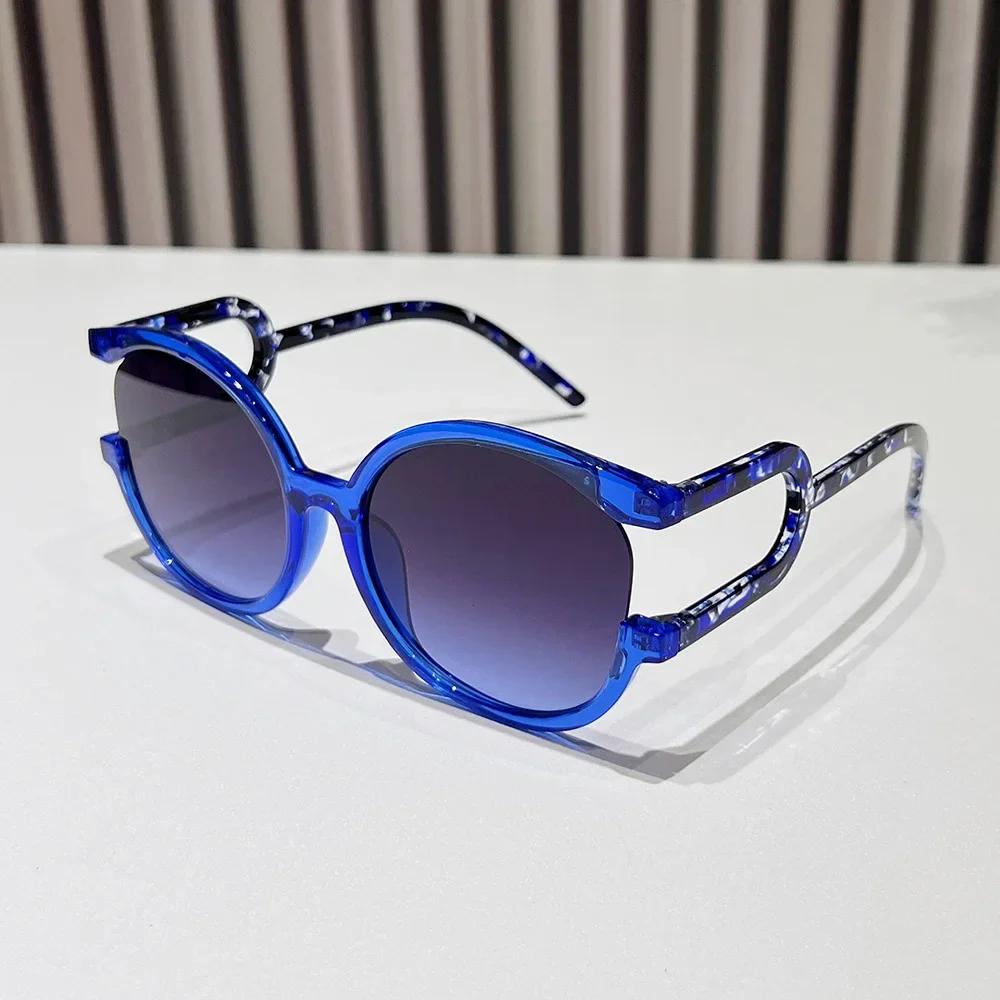 Luxury Designer Trendy UV400 Sun Eyewear Fashion Women Men Outdoor Travel Round Frame Eye Protection Sun Eyeglasses Goggles