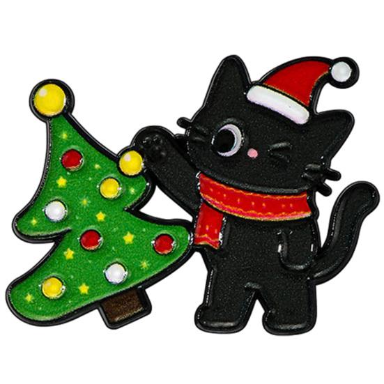 Bag Decorative Pins Christmas Cartoon Cat Enamel Brooch, Kitten Badge Pin for Backpack Accessories Men Women, Sweater Cardigan Coat Dress Jewelry