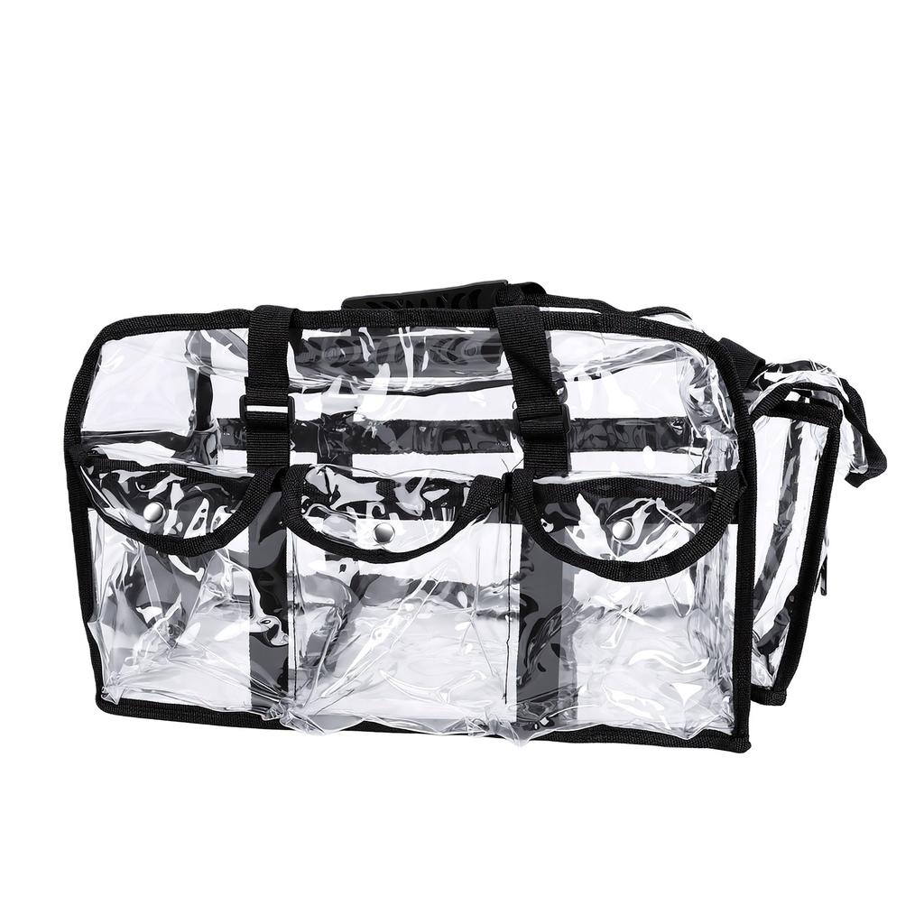 Clear PVC Makeup Bag with 4 External Pockets Tissue Hole Transparent PVC Toiletry Bag for Home Travel Use